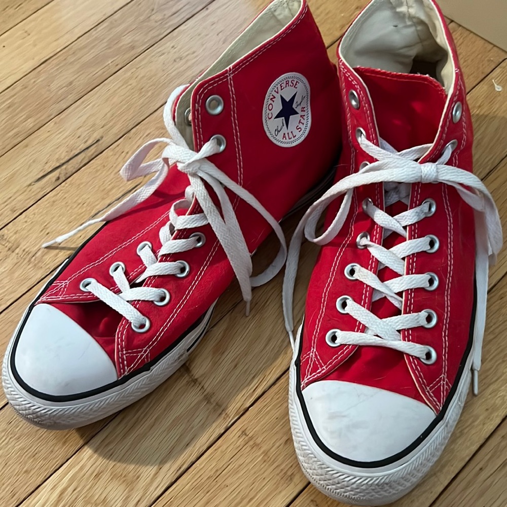 Red converse high tops women’s size 12, men’s size 10